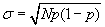 Inline equation: sigma=squareroot(Np(1-p))