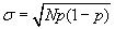 Inline equation: sigma=squareroot(Np(1-p))