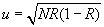 Inline equation: u=squareroot(NR(1-R))