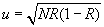 Inline equation: u=squareroot(NR(1-R))